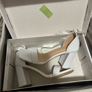 Chic White Block Heel Sandals